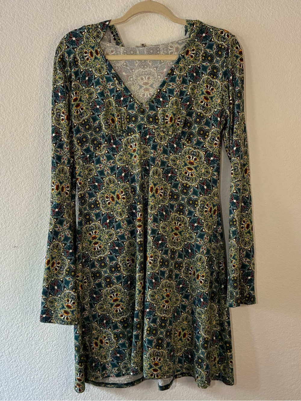 Earthbound Bohemian Bell Sleeve Dress, Large